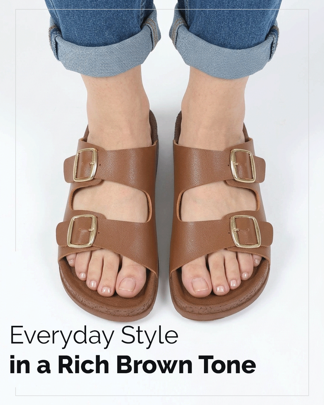 Chirpy Rusty Women's Double Buckle Slide Sandals