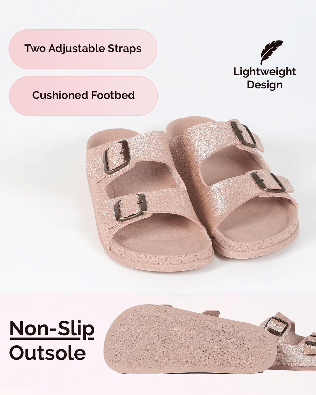 Chirpy Quinn Women's Double Buckle Slide Sandals