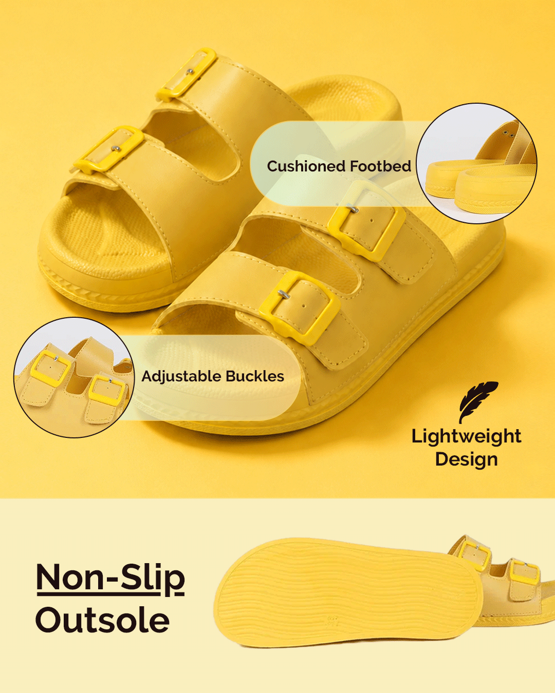Chirpy Yella Women's Double Buckle Slide Sandals