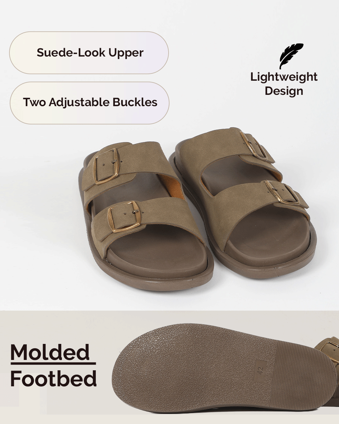Chirpy Mavro Men's Double Buckle Slide Sandals