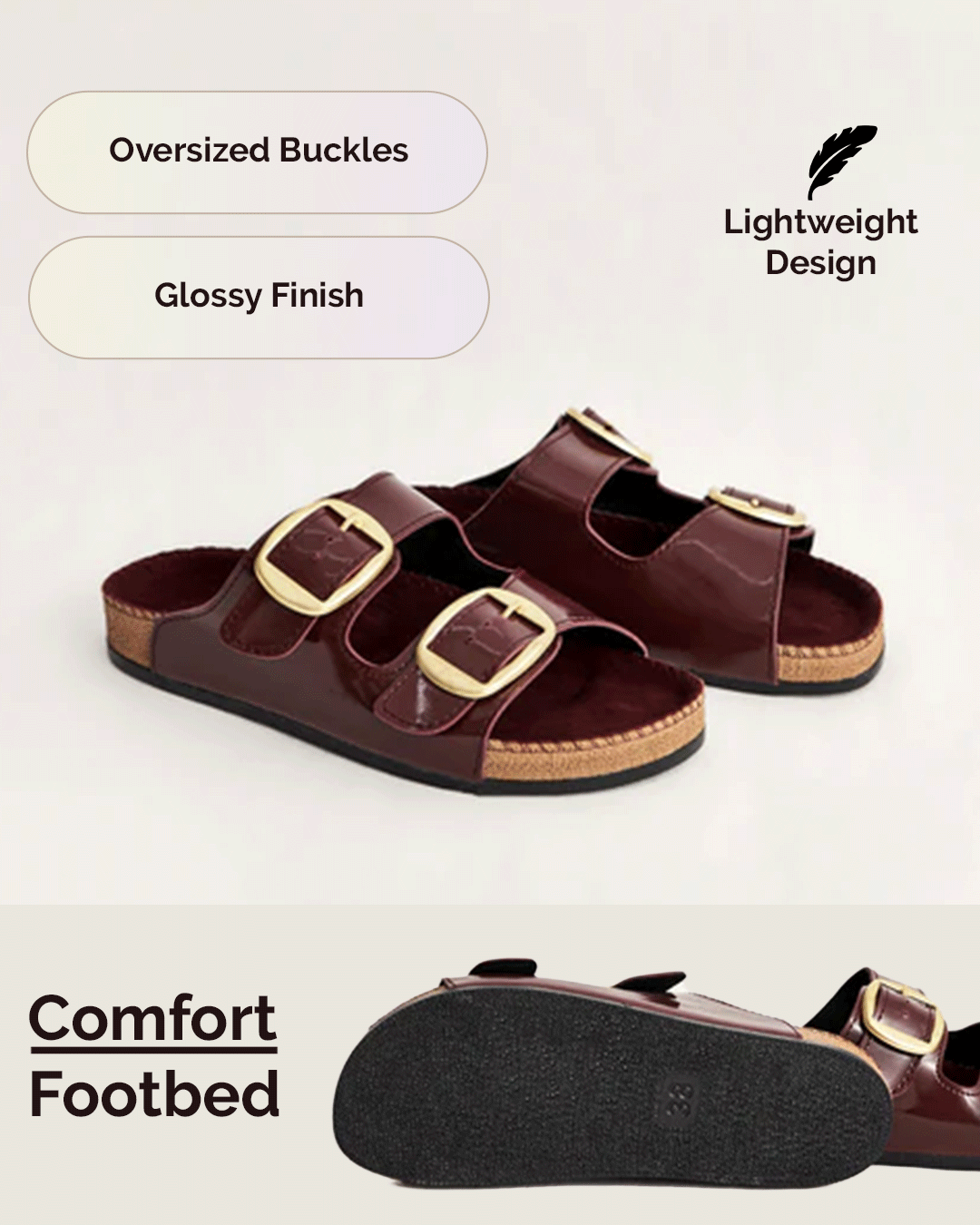 Chirpy Busy Women's Double Buckle Footbed Sandals