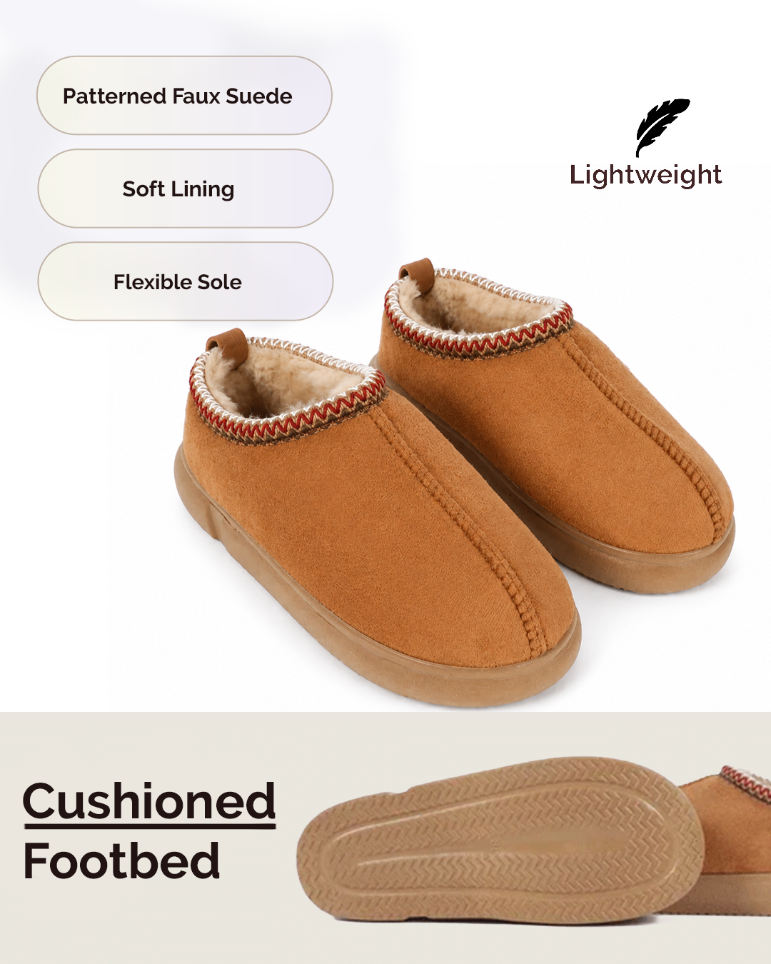 Chirpy Cozywalk Women's Patterned Faux Suede House Slippers