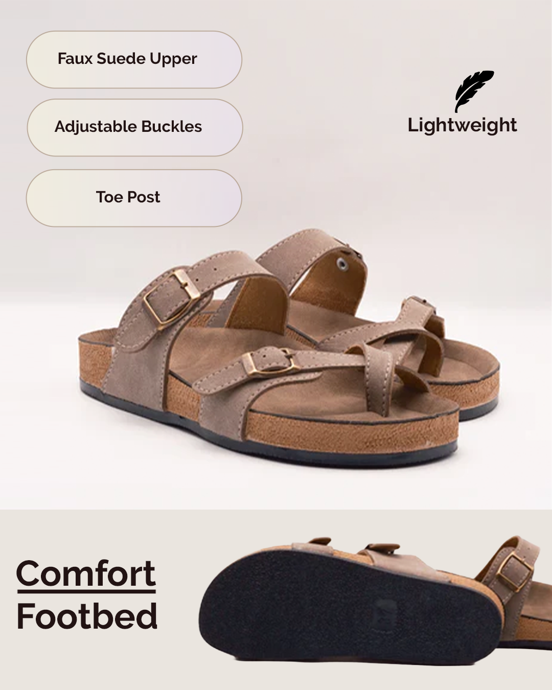 Chirpy Lillesol Women's Faux Suede Toe Post Sandals