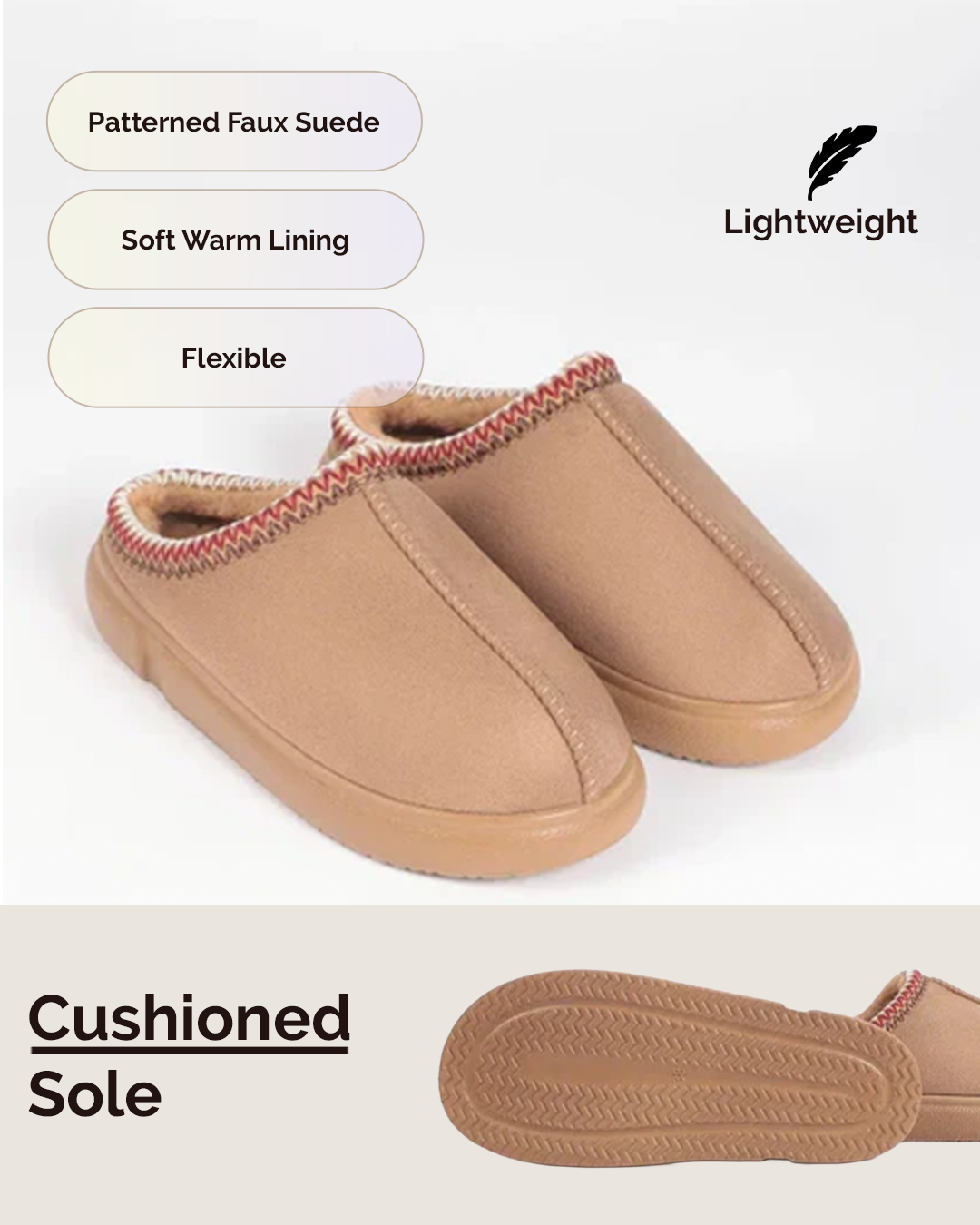 Chirpy Mary-V Women's Patterned Faux Suede House Slippers