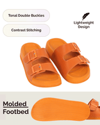 Chirpy Elora Women's Orange Double Buckle Slide Sandals