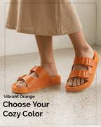 Chirpy Elora Women's Orange Double Buckle Slide Sandals