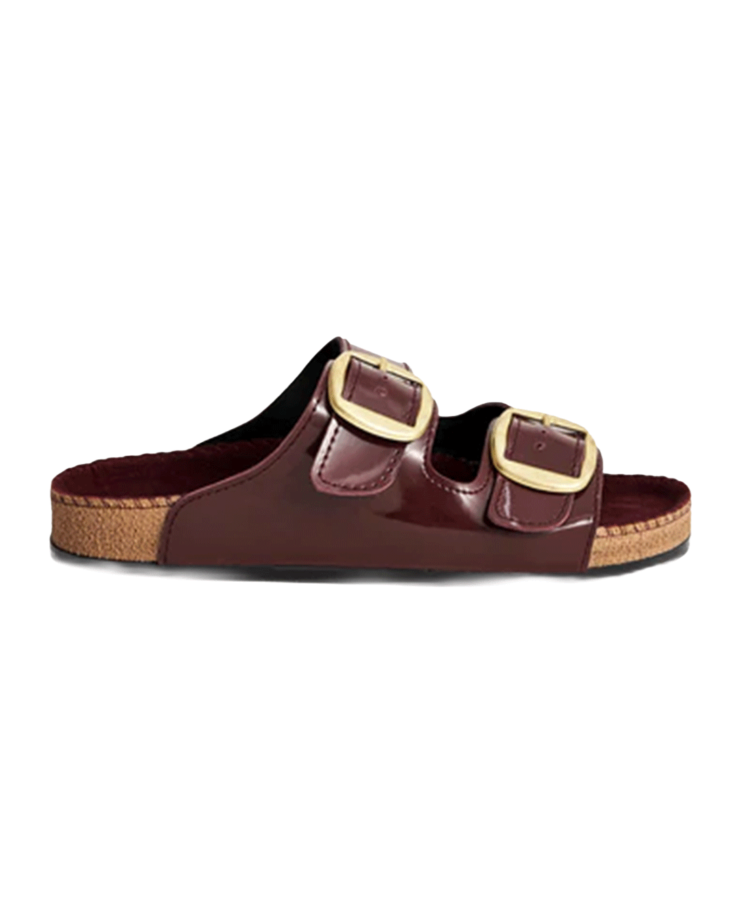 Chirpy Busy Women's Double Buckle Footbed Sandals - Burgundy
