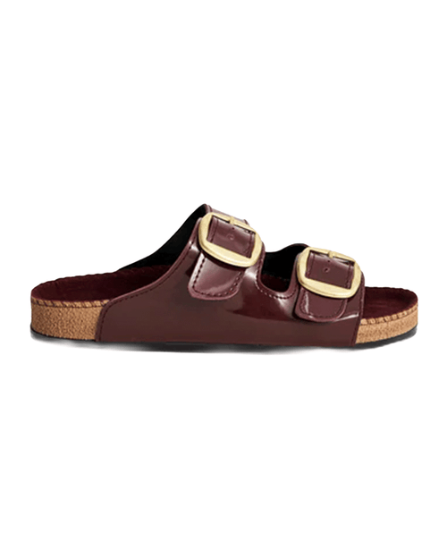 Chirpy Busy Women's Double Buckle Footbed Sandals - Burgundy
