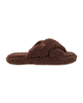 Chirpy Jana Women's Cross-Band Plush Slippers - Brown