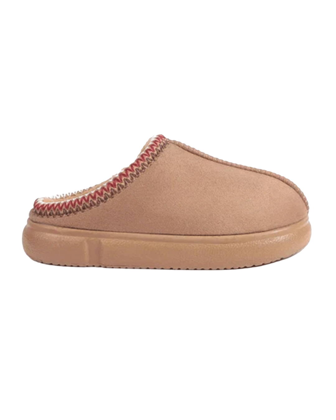 Chirpy Mary-V Women's Patterned Faux Suede House Slippers - Camel
