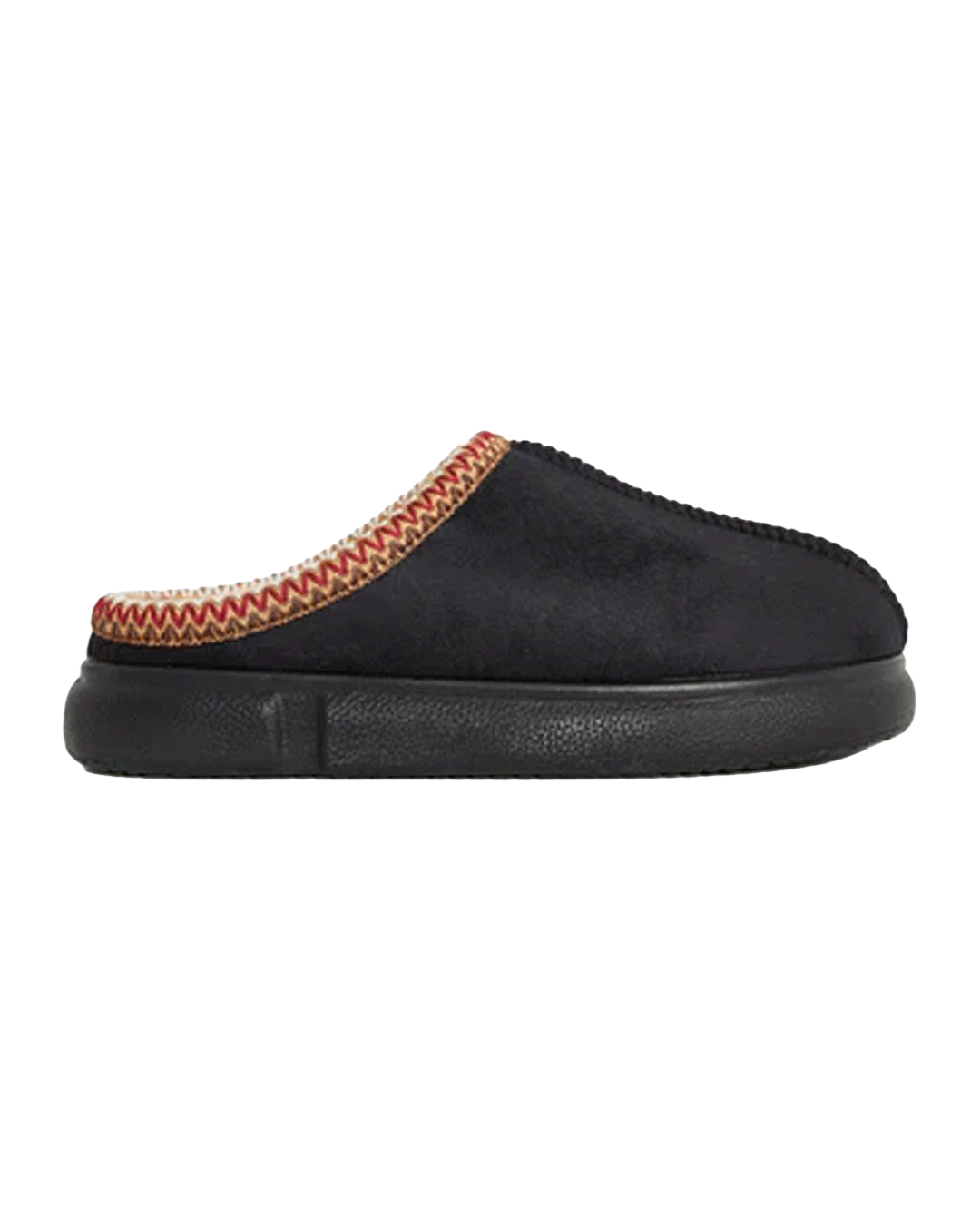 Chirpy Mary-V Women's Patterned Faux Suede House Slippers - Black