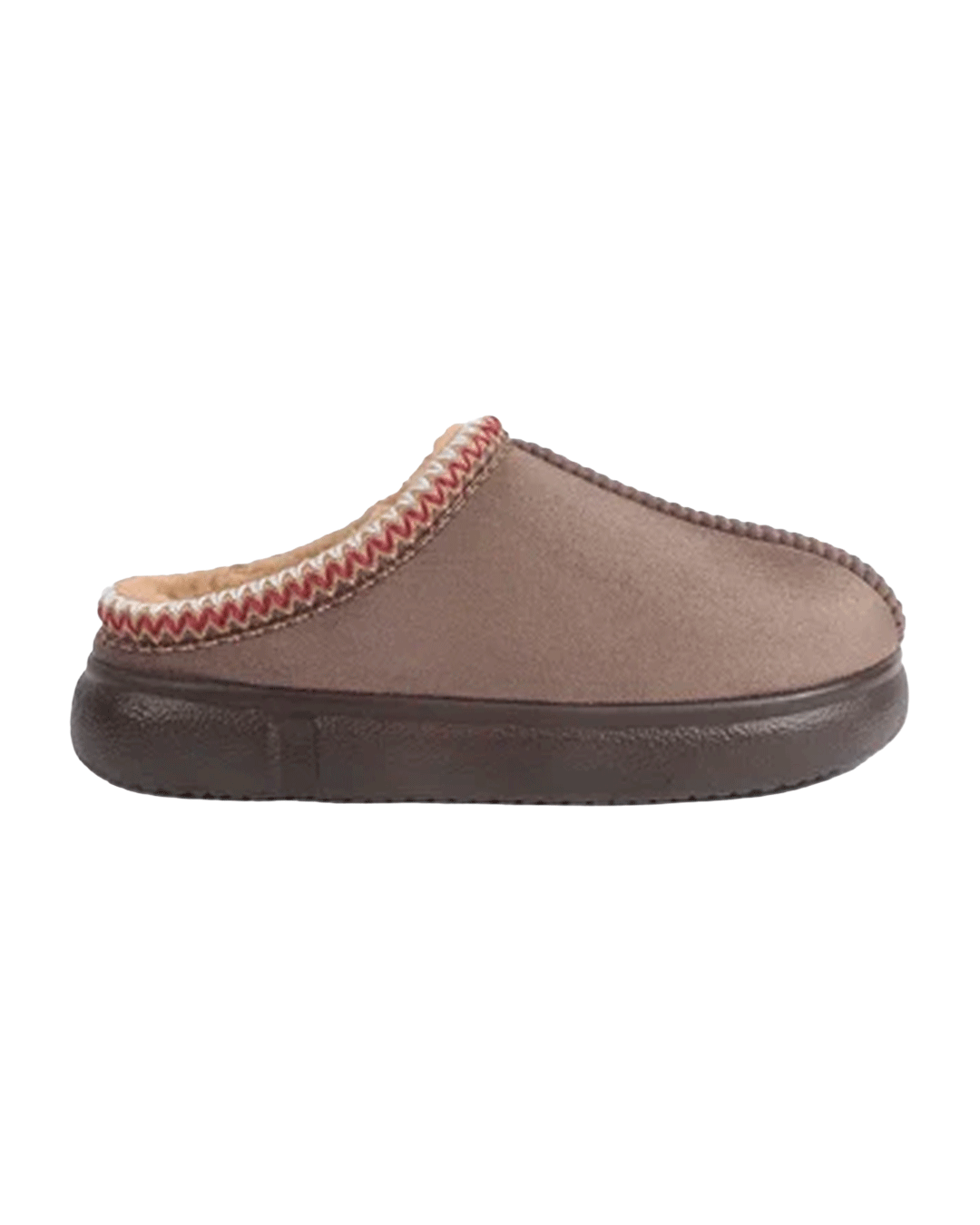 Chirpy Mary-V Women's Patterned Faux Suede House Slippers - Mink