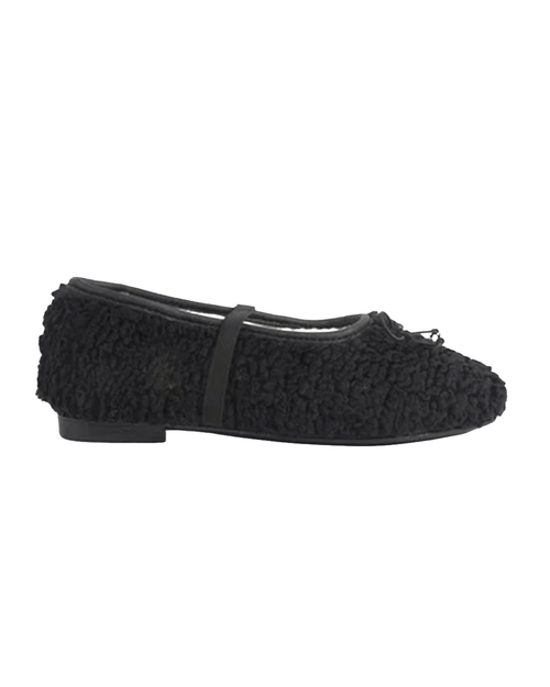 Chirpy Clara Women's Teddy Ballet Slippers - Black