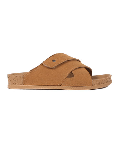Chirpy Clay Women's Cross-Strap Slide Sandals - Camel