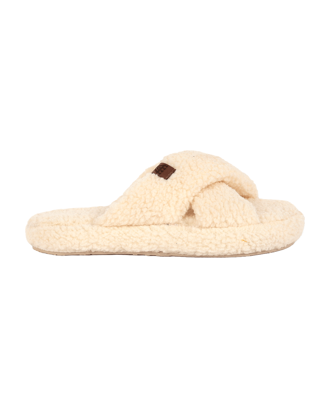 Chirpy Jana Women's Cross-Band Plush Slippers - Beige