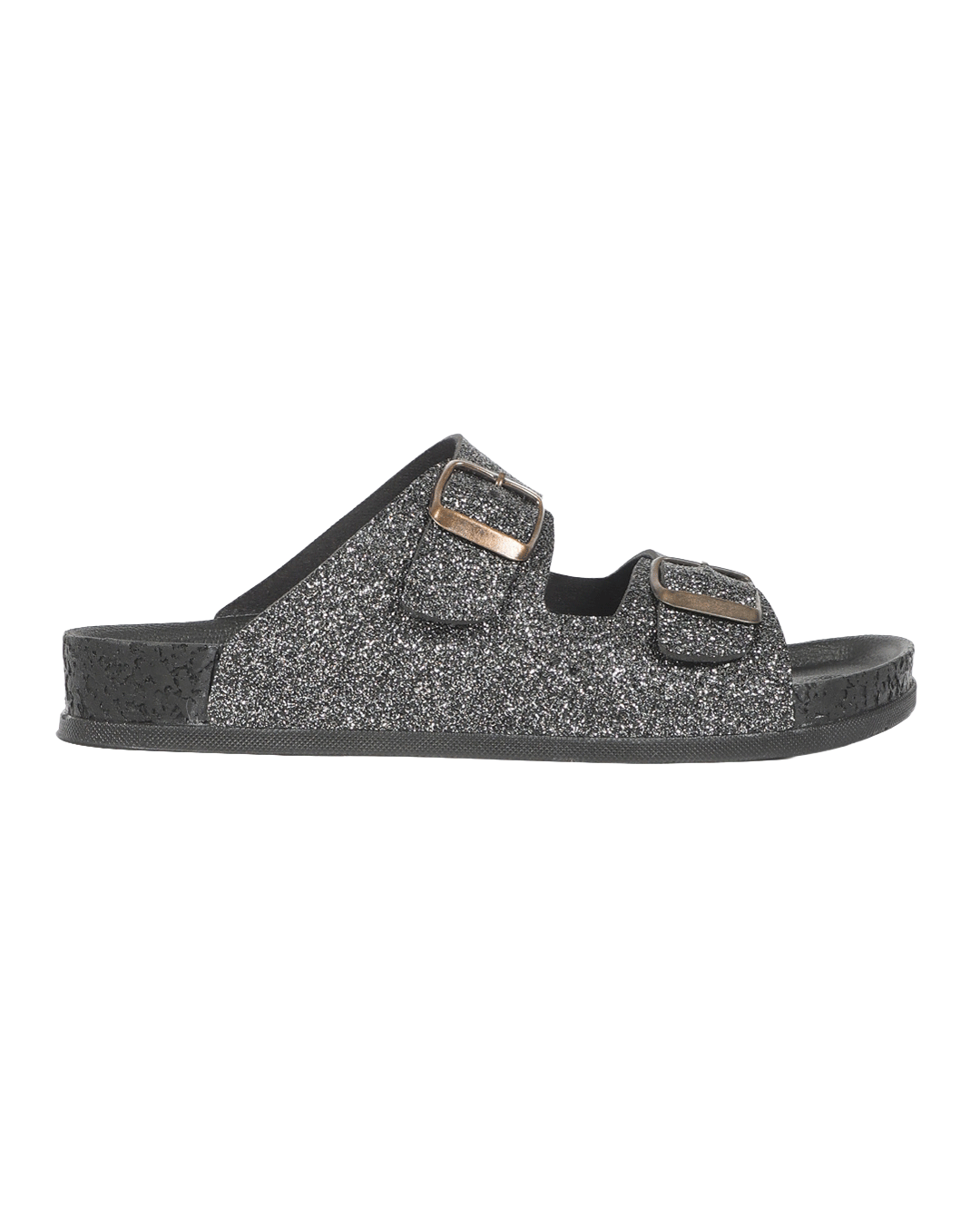 Chirpy Quinn Women's Double Buckle Slide Sandals - Black