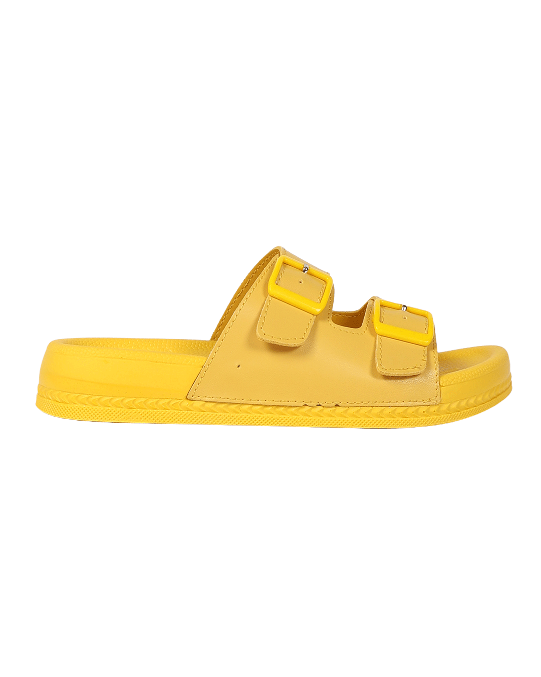 Chirpy Yella Women's Double Buckle Slide Sandals - Yellow